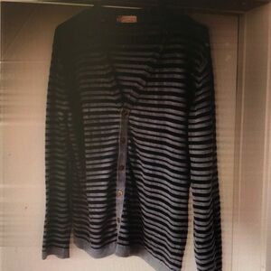 Men's Black and Gray Striped Sweater